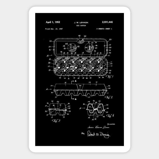 Egg carton patent drawing print, Bakery art Magnet by Anodyle